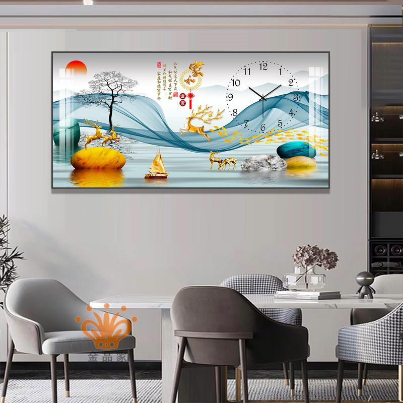 代约轻2023044奢水晶挂画 画免简打静孔饭厅背景装饰画 画现花卉