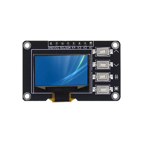 0.96寸OLED显示屏12864屏模块带矩阵4个按键接口 键盘IIC SSD1315