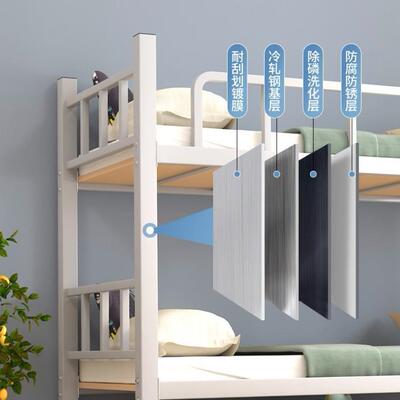 双人床DKC生宿舍层铁艺床员工高低上下床工单地工人学铁架床加厚