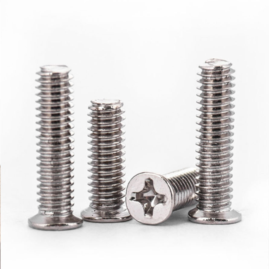 铁镀镍FM十字小沉头螺BPV丝保镀镍小3平头机牙螺钉厂M2~MM4环工直