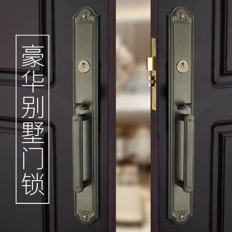 汉顿简欧对开门双开门锁锌合金豪华别墅门锁入户木门锁真假大门锁