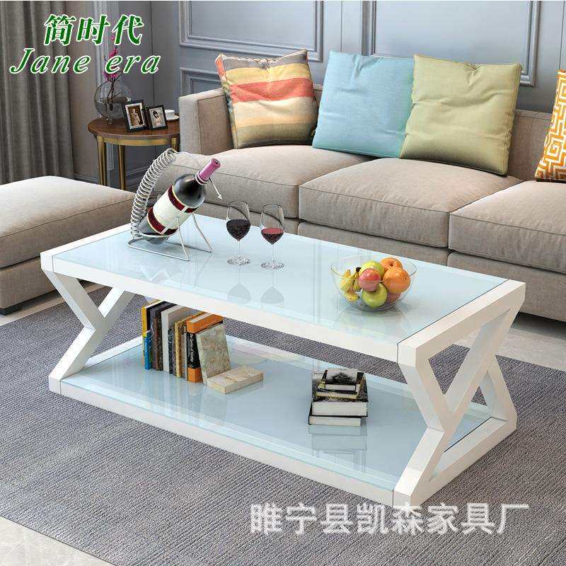 茶几简约现代钢化玻璃茶几 客厅办公室创意小户型简易 方形茶几桌