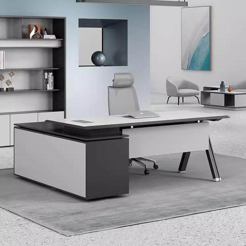 E0级经理办公桌老板桌办公桌椅组合简约现代时尚白色设计感主管桌
