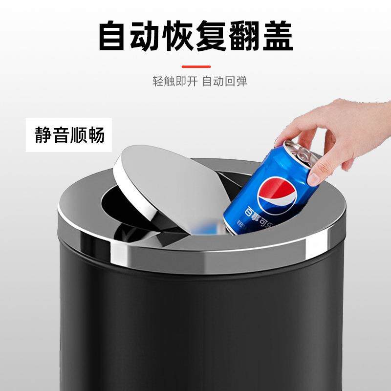 户外垃圾桶室内圆形港式翻盖桶酒店商场大号丽格不锈钢垃圾桶商用