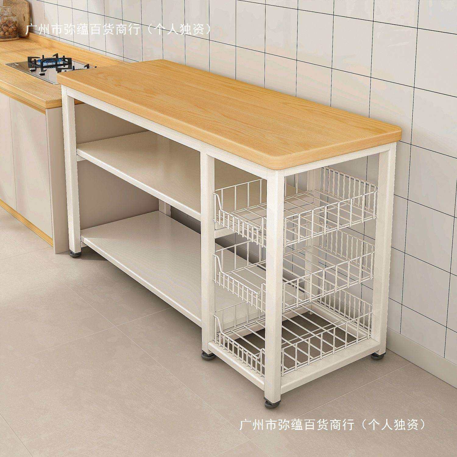 厨房置物架多功能菜篮子切菜工作台微波炉锅具收纳架边柜多层桌子