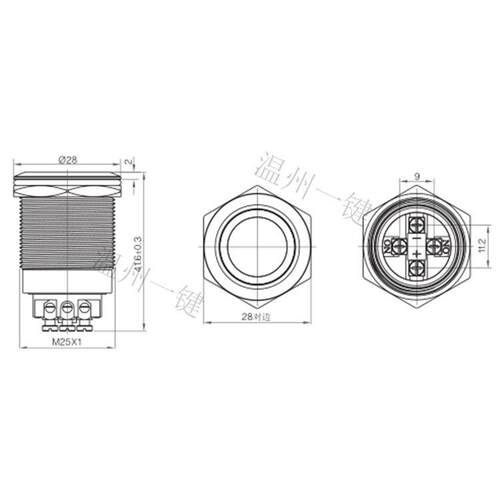 25MM金属连接器led指示灯/信号灯/警示灯汽车改装PX25A-P11Z电源