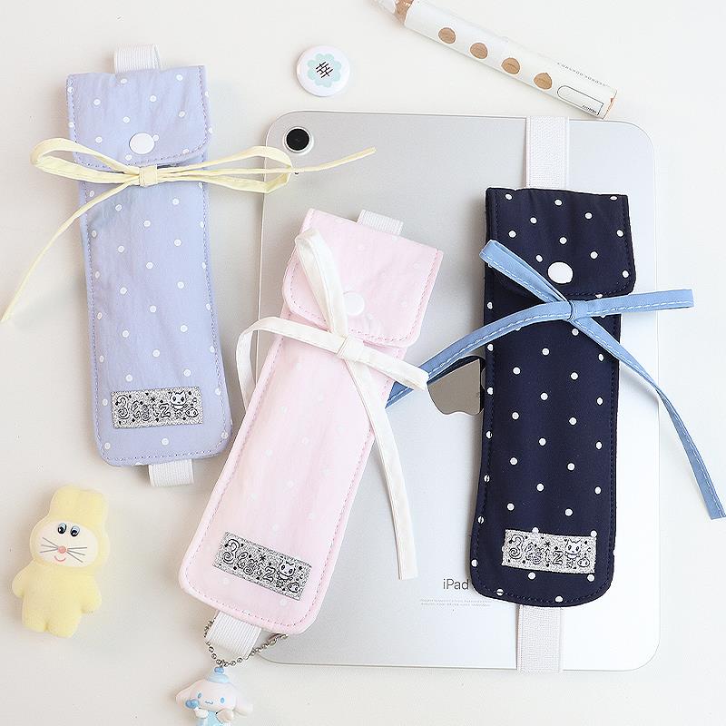 3egiz原创书签笔套波点蝴蝶结可爱小笔袋便携高颜值ipad书本绑带