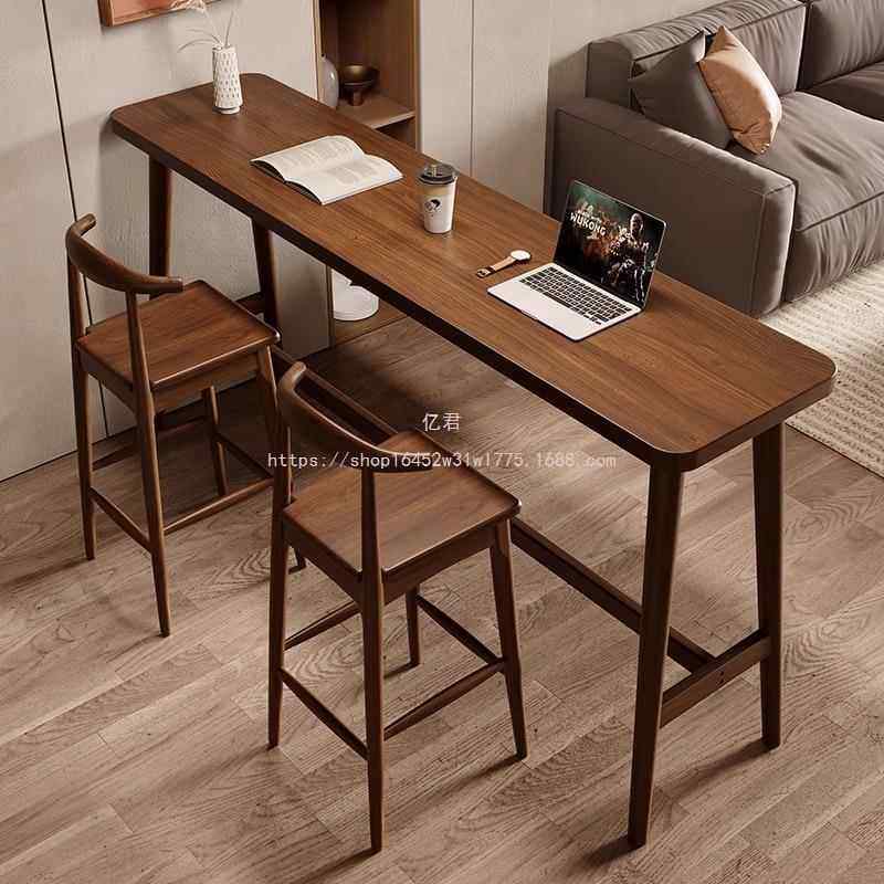 亿君桌白蜡木BT081601家用子阳台长边实木吧台桌简靠墙桌高脚桌条