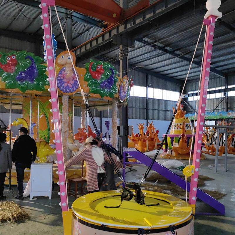 广场夜市出租摆摊游乐设备四人发光电动蹦极儿童单人小鹿手摇蹦床