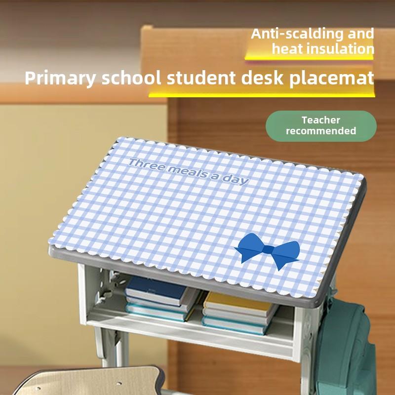 小学生午餐垫格子双层布艺加厚棉麻餐垫儿童学生餐巾隔热垫盘垫