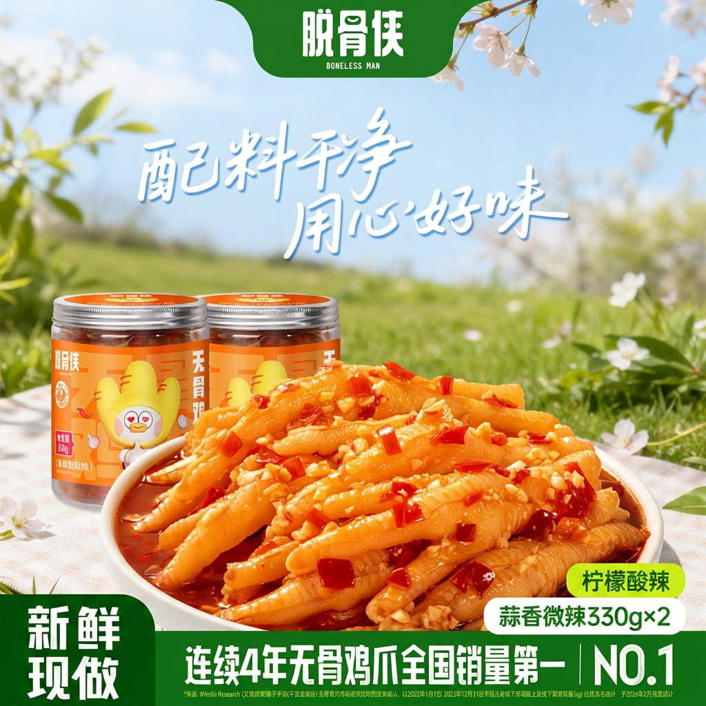 脱骨侠无骨鸡爪330g*2罐柠檬酸辣去骨凤爪泡椒卤味零食解馋小吃