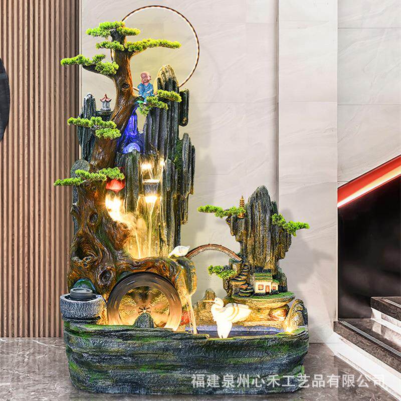 假山喷泉流水摆件落地生财鱼池庭院阳台玄关客厅酒店前台公司风水