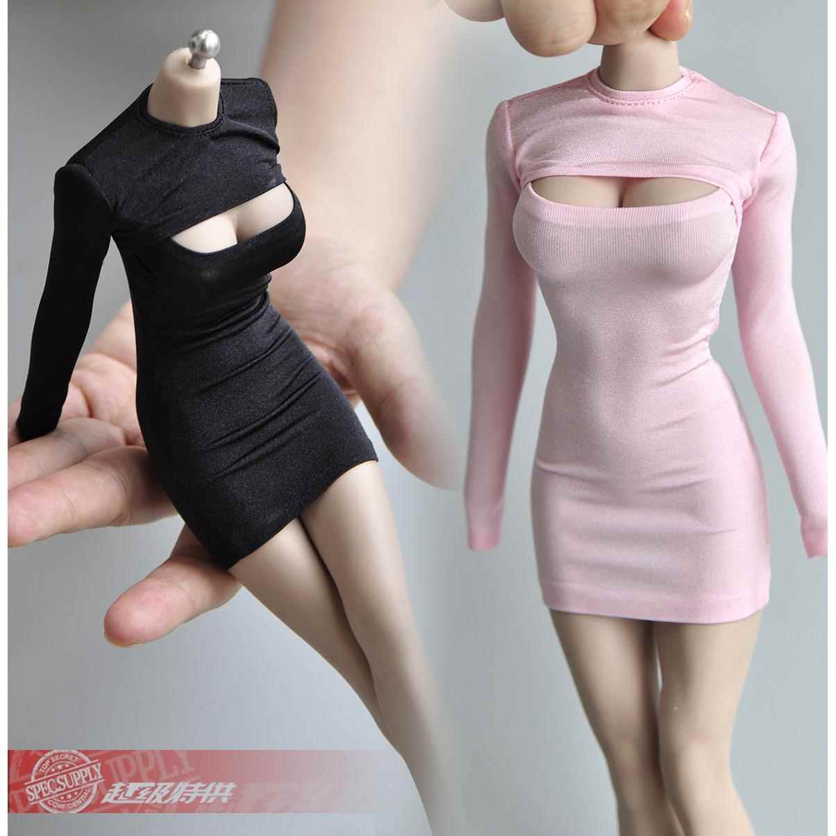 1/6兵人模型衣服配件12寸tbl包胶女素体ph开胸T恤长款打底连衣裙