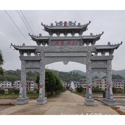 村庄青石楼门刻雕厂墓园青石牌牌门多少楼钱1861仿古石楼图片