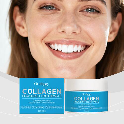 ORALHOE Collagen Tooth Powder - Gentle Formula for Daily Sta