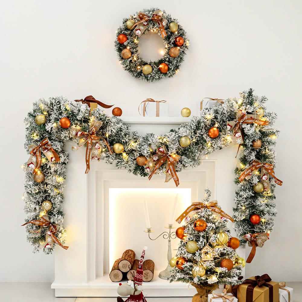 网红韩版圣诞花环植绒藤条欧式花圈橱窗门挂场地布置ins圣诞装饰