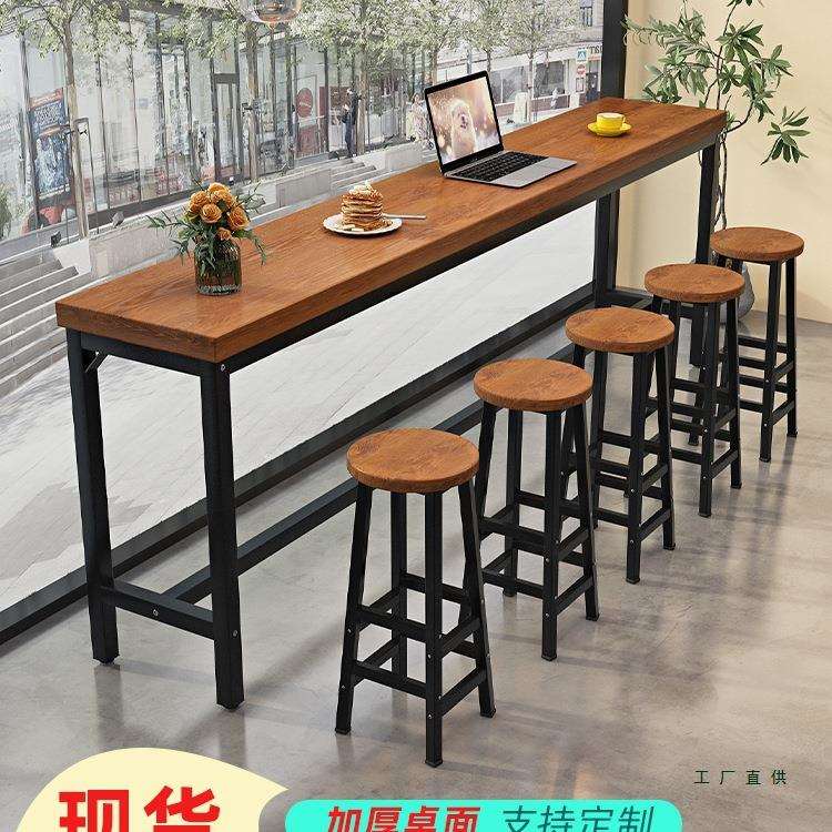 实木吧台桌家用阳台休闲小吧台高脚桌实木吧台柜轻奢感长条桌图片