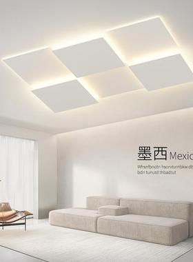 客厅灯2022年新款现代简约大气大灯白色大厅主灯极简长方形吸顶灯
