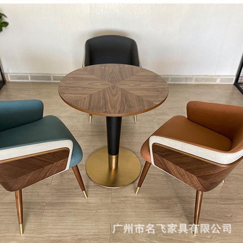 白木MDJ-DYT0圆桌形创意拼接木制餐异台酒店房休息客桌西餐蜡厅民