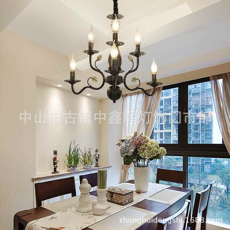双层欧式蜡烛餐吊灯酒程 6头959吸顶厅灯具客厅卧室复古 店工铁艺