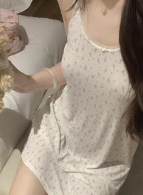 可外穿夏天莫代尔碎花吊带睡裙女夏季2025新款纯欲甜美睡衣家居服