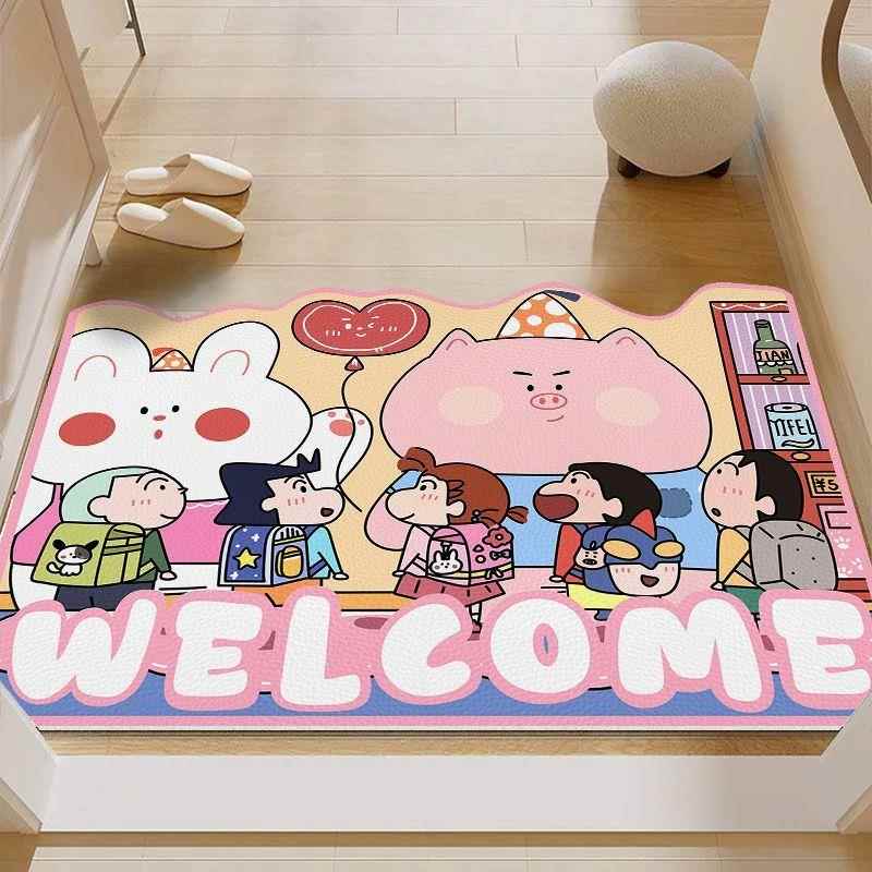 蜡笔小新吸水革垫防水入户门地垫卡通防滑门垫新款创意进门脚垫子