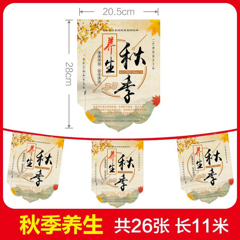 秋季养生吊旗定制海报广告串旗商场店铺活动布置装饰彩旗地贴