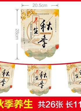 秋季养生吊旗定制海报广告串旗商场店铺活动布置装饰彩旗地贴