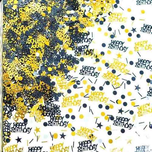 Gold Black 18 30 40 50 60 Confetti Happy Birthday Star纸屑