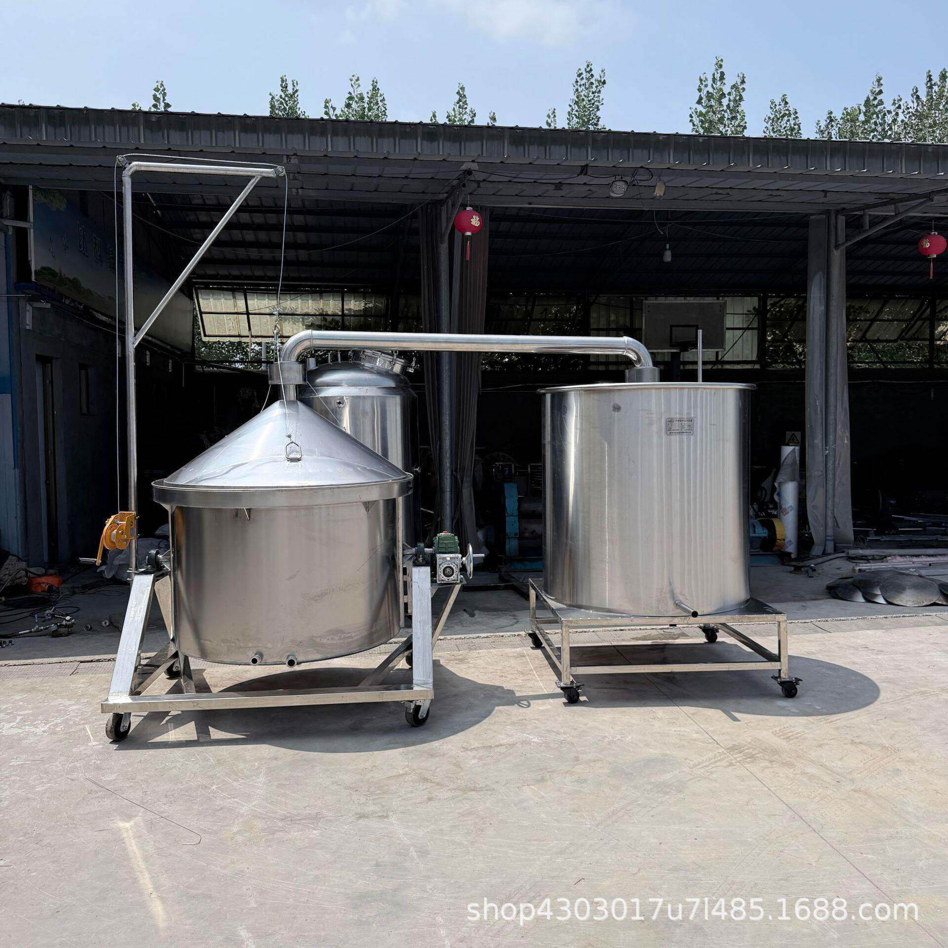 多规格不锈钢酒锅 古法酿酒设备 1000斤双层白酒蒸锅 坚固耐用