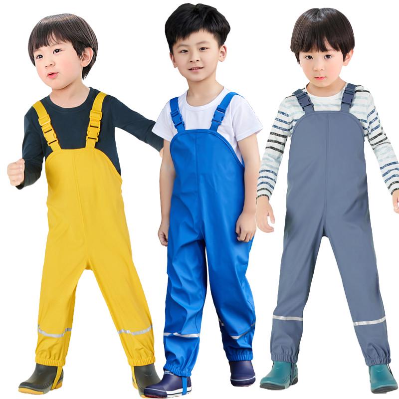 儿童背带连体雨裤春秋夏女童男童小学生幼儿园中大童宝宝透气水裤