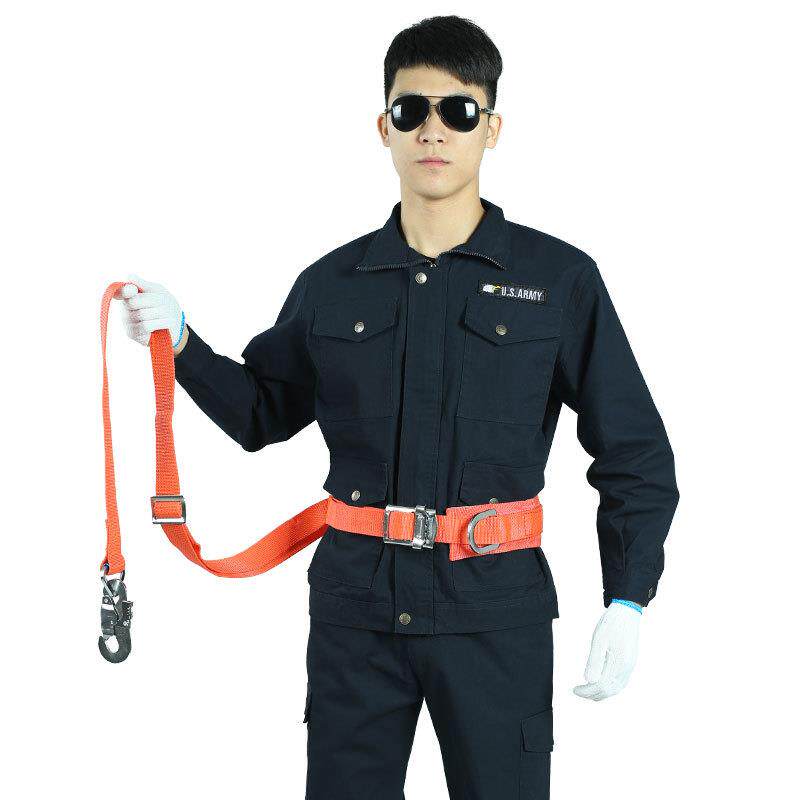 厂家直销安全带保险全身式双保险安全带蓝色桔红双钩双背保险绳