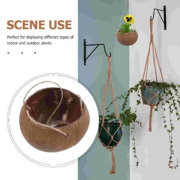 Coconut Shell Hanging Planter Decorative Wall Mount Basket