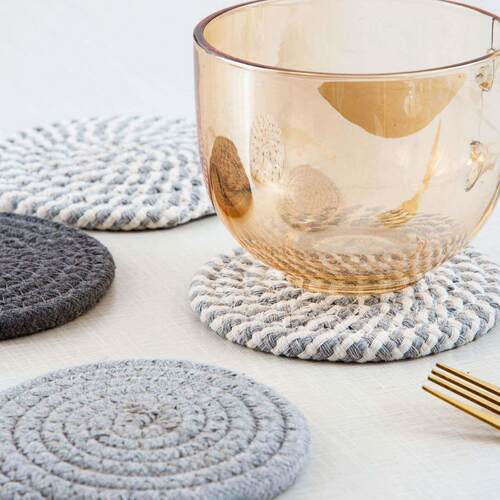 10 Pcs 5 Colors Coasters For Drinks Absorbent Cotton Woven