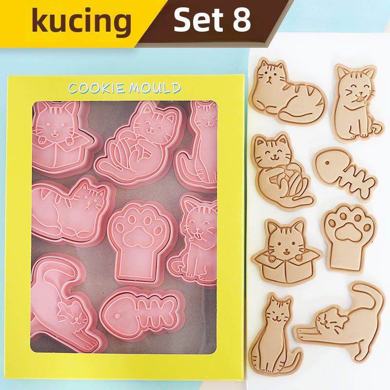 卡通可爱小猫咪饼干模具家用宠物猫爪diy烘焙3d立体按压饼干磨具