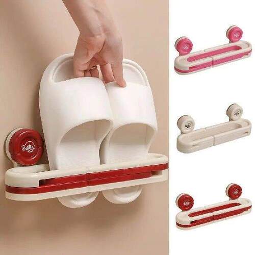 Durable Folding 3-in-1 Slipper Rack Traceless Suction Cup
