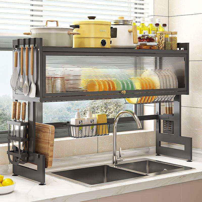 厨房柜门水槽置物架台面碗盘收纳架多功能加厚洗碗架碗碟架沥水架