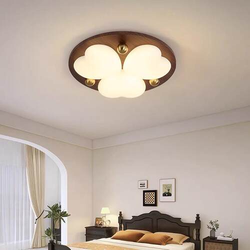 日式全光房谱LE护眼吸顶灯主现代简约243卧D室书灯鹅卵石木纹房间