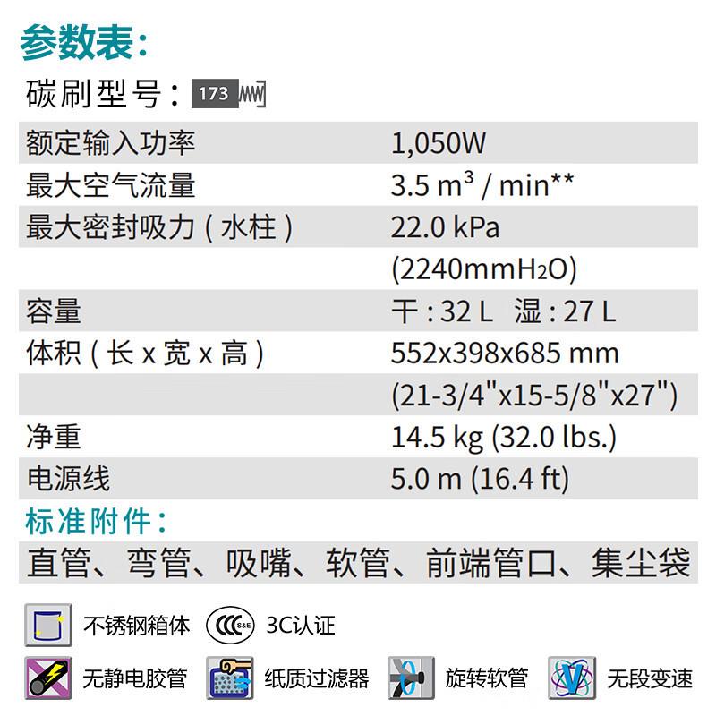 牧田(MAKITA)牧田 MAKITA/ VC3210LX1吸尘机32L干湿两用清洁器1