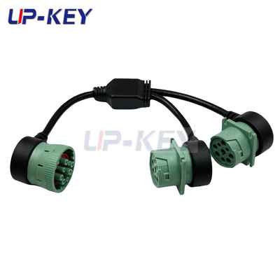 卡车诊断接口J1939一分二转接线德驰9in扩展延长线挖掘机诊断线