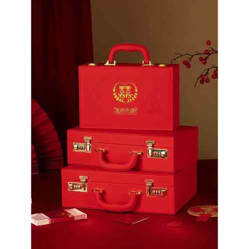 彩礼礼金盒皮质带密码锁订婚结婚礼金箱20万收纳盒10万30万聘礼盒