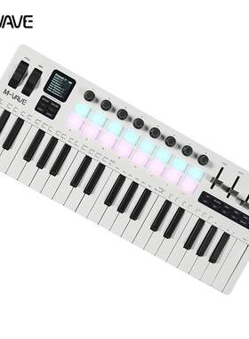 37键MIDI键盘合成内置音现场演器奏动移便携制源作电音编EEG曲可