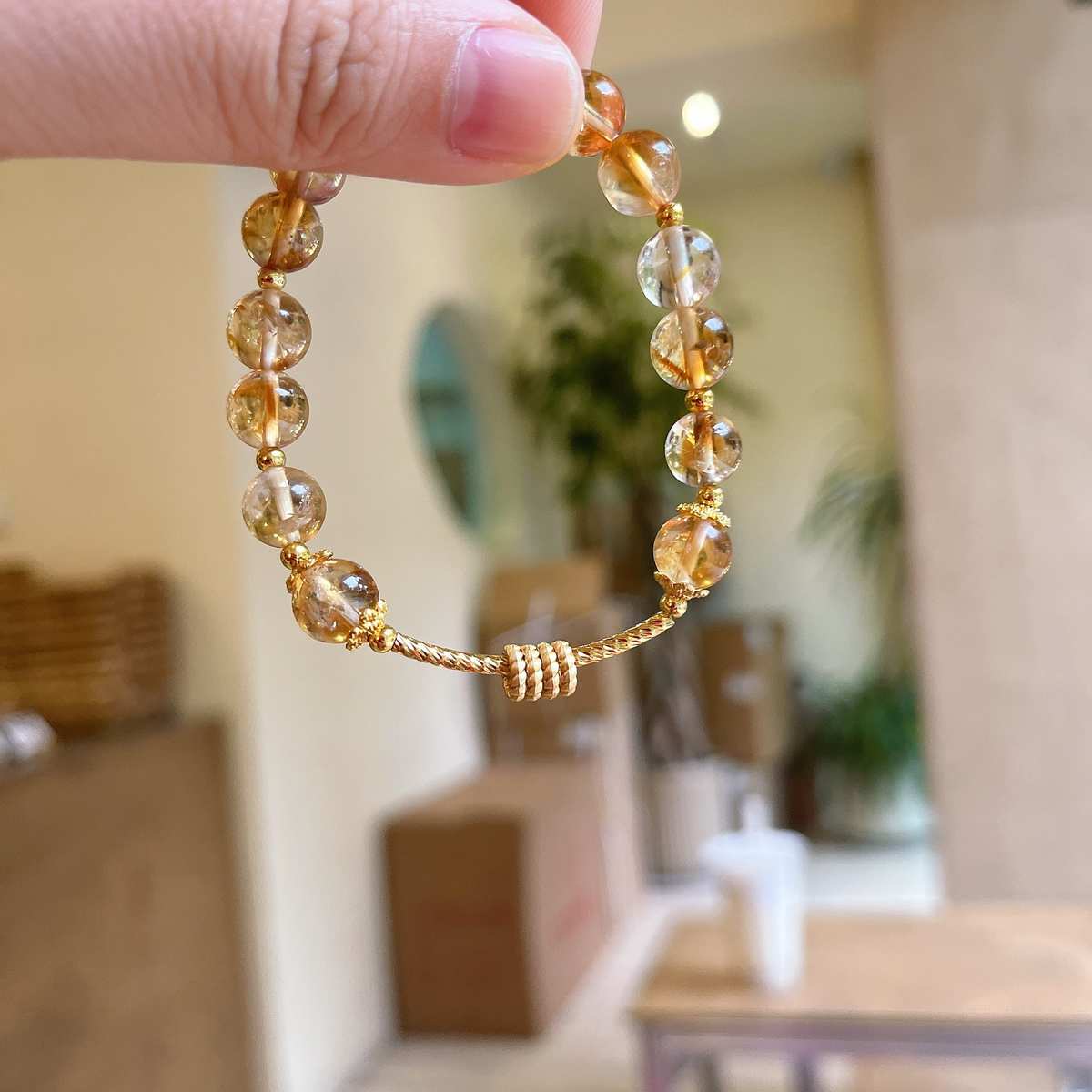 天然黄塔晶水晶手链女叠戴款链条黄水晶高级设计感轻奢小众手串女