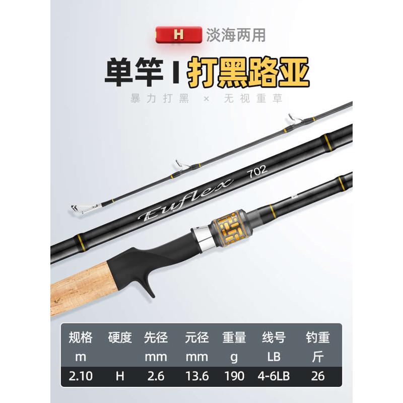 进口雷强竿套装打黑专用轻中重枪柄路亚竿3米远投杆水滴鼓轮xxh2.