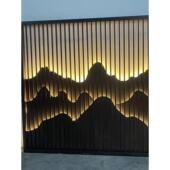 黄钛金属入口玫瑰金栅格黑色背景墙青铜