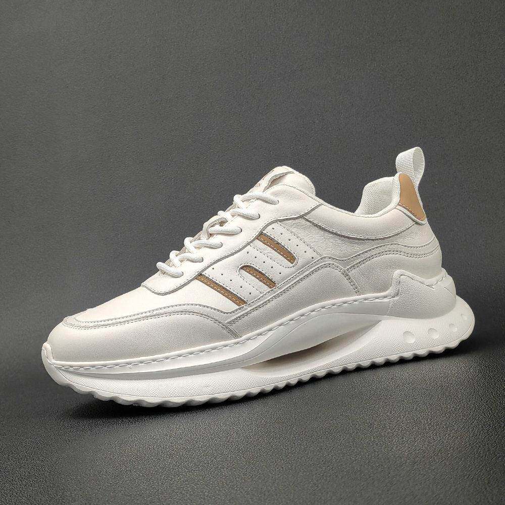 香港潮牌男鞋2024春季新款头层牛皮厚底增高白色百搭休闲运动男鞋