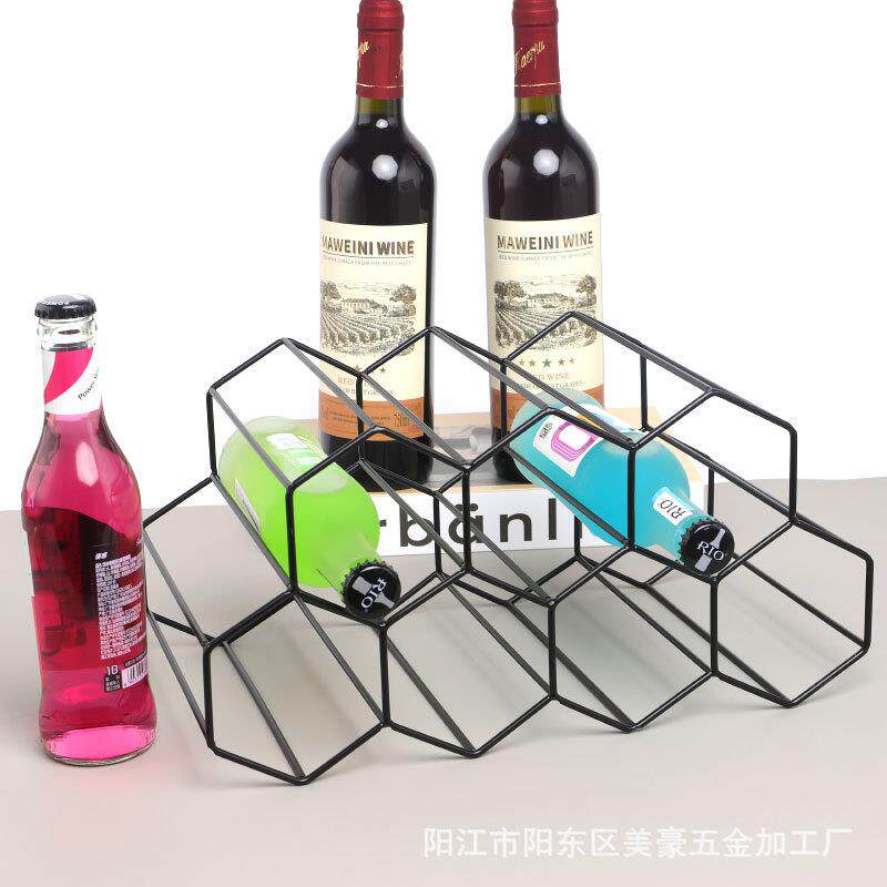 金色金属铁艺红酒架ins客厅创意酒柜展示架蜂巢横摆放酒架