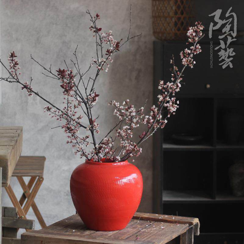 新中式陶瓷花瓶陶罐台面居家茶室酒店餐厅摆件软装饰工艺品复古