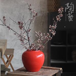 新中式陶瓷花瓶陶罐台面居家茶室酒店餐厅摆件软装饰工艺品复古