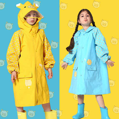 公主宝宝小孩小学生小猪儿童雨衣男女童幼儿园雨披中大童3-6-12
